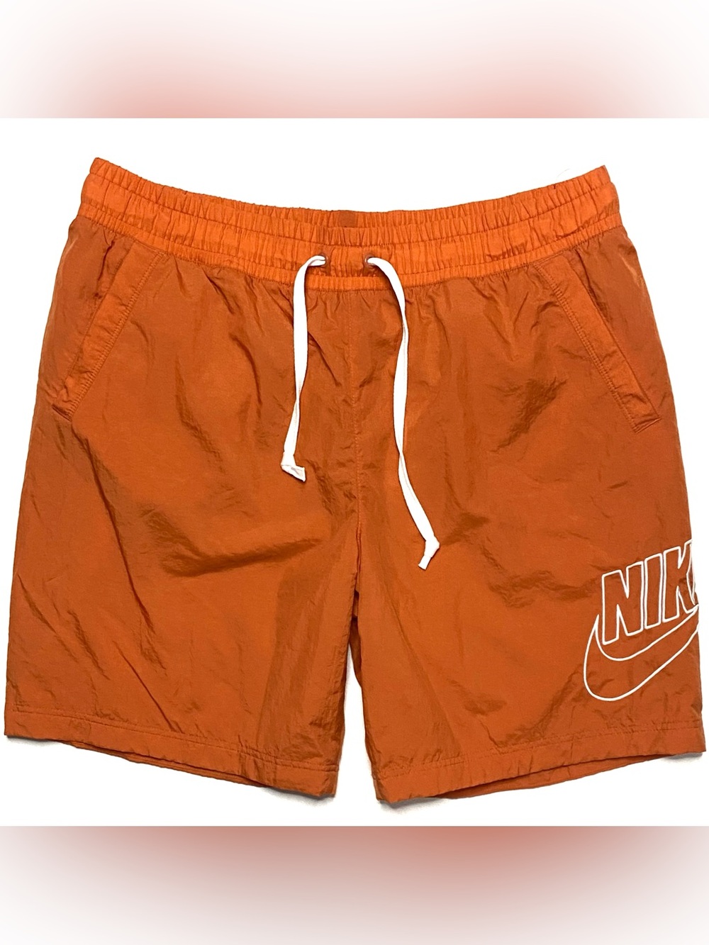 Nike Sportswear Men’s Orange Woven Alumni Shorts Athletic Running Gym Logo XL